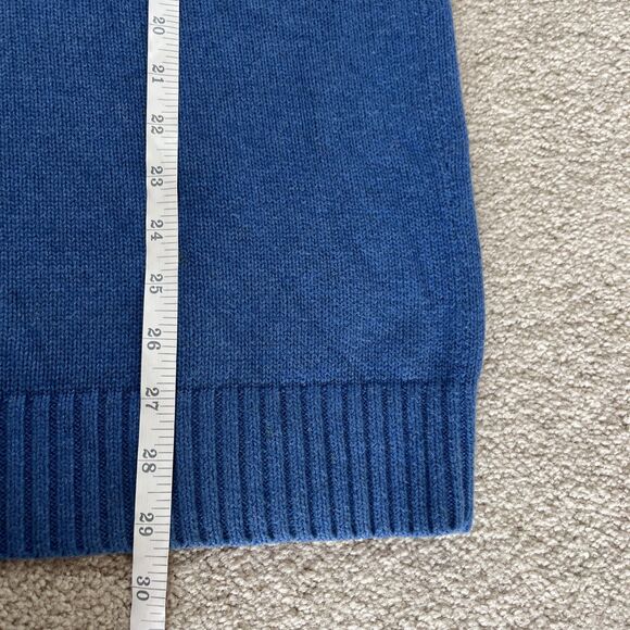 LL Bean Chunky Knit Sweater Mens Large Tall Blue Crewneck Preppy Classic Cotton - Picture 4 of 5